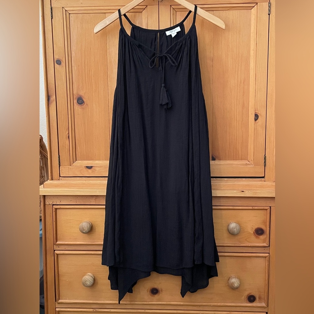 Style & Co tie front flowy sleeveless dress, size Medium, black, lined